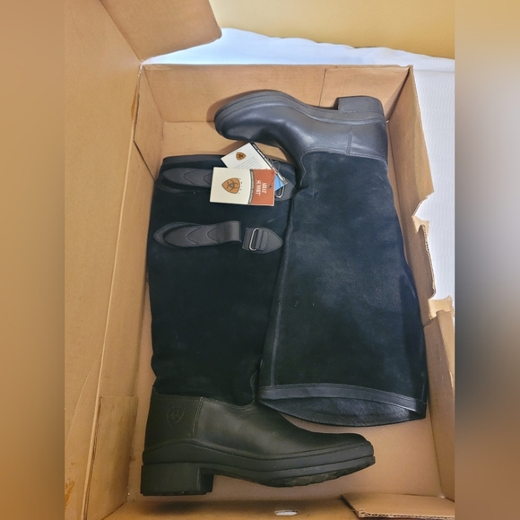 NWT Ariat Summit Waterproof Black Leather Tall Riding Boot sz 7B 66001 - Picture 14 of 16